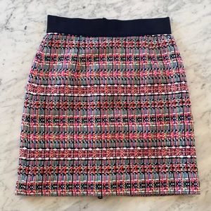 MILLY Metallic Tweed Skirt
